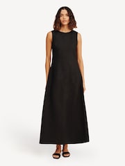 Posse Black Matilda Linen Midi Dress - Image 1 of 5