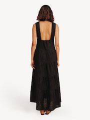 Posse Black Matilda Linen Midi Dress - Image 2 of 5