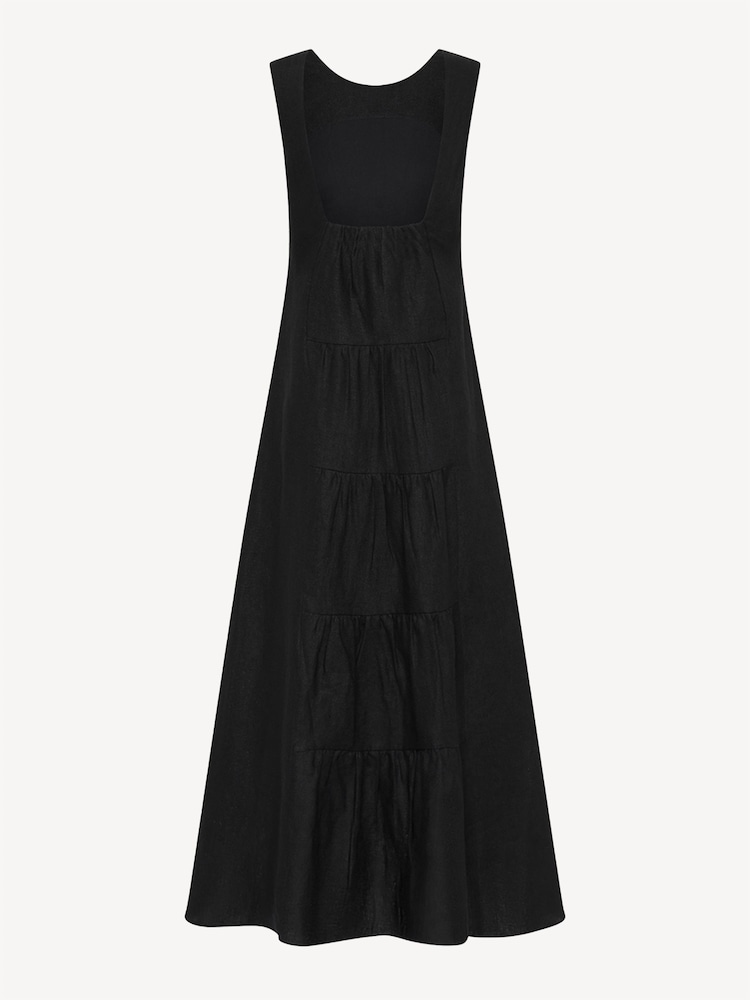 Posse Black Matilda Linen Midi Dress - Image 5 of 5