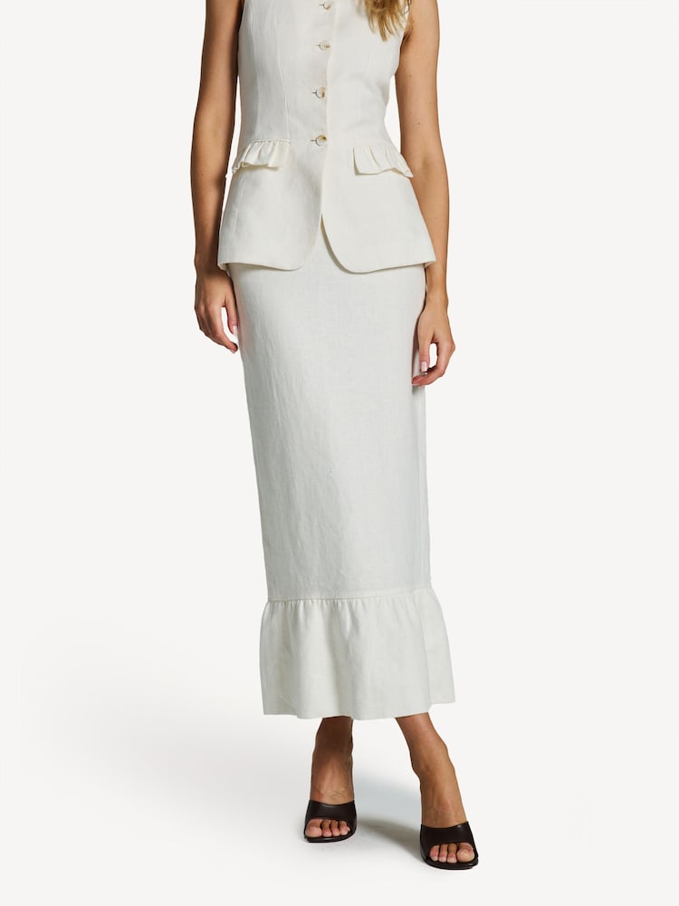 Posse White Matilda 100% Linen Column Skirt - Image 1 of 3