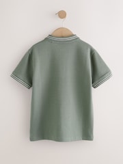 Khaki Green Short Sleeve Textured Polo Shirt (3-16yrs) - Image 2 of 4