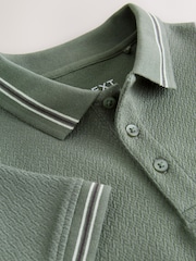 Khaki Green Short Sleeve Textured Polo Shirt (3-16yrs) - Image 4 of 4