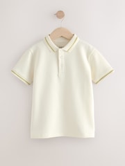 Ecru White Short Sleeve Textured Polo Shirt (3-16yrs) - Image 1 of 4