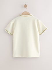 Ecru White Short Sleeve Textured Polo Shirt (3-16yrs) - Image 2 of 4