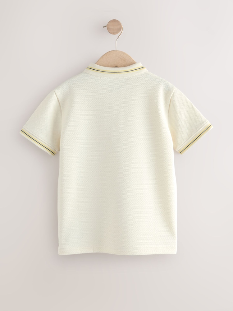 Ecru White Short Sleeve Textured Polo Shirt (3-16yrs) - Image 2 of 4