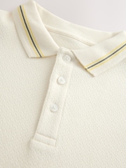 Ecru White Short Sleeve Textured Polo Shirt (3-16yrs) - Image 3 of 4