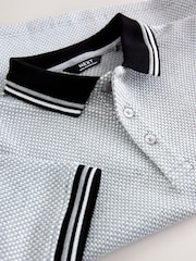 Grey/Black Short Sleeve Textured Polo Shirt (3-16yrs) - Image 4 of 4