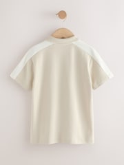 Stone Zip Neck Textured Colourblock Polo Shirt (3-16yrs) - Image 2 of 4