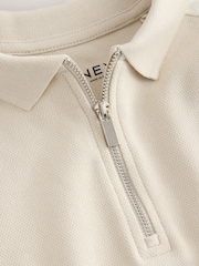 Stone Zip Neck Textured Colourblock Polo Shirt (3-16yrs) - Image 4 of 4