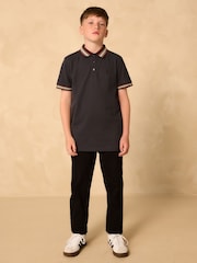 Azul marino - Stripe Tipped Collar Short Sleeve Polo Shirt (3-16yrs) - Imagen 3 de 4