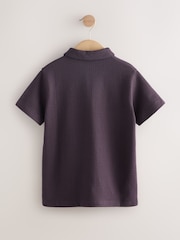 Plum Purple Jacquard Short Sleeve Polo Shirt (3-16yrs) - Image 2 of 4