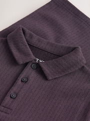 Plum Purple Jacquard Short Sleeve Polo Shirt (3-16yrs) - Image 3 of 4