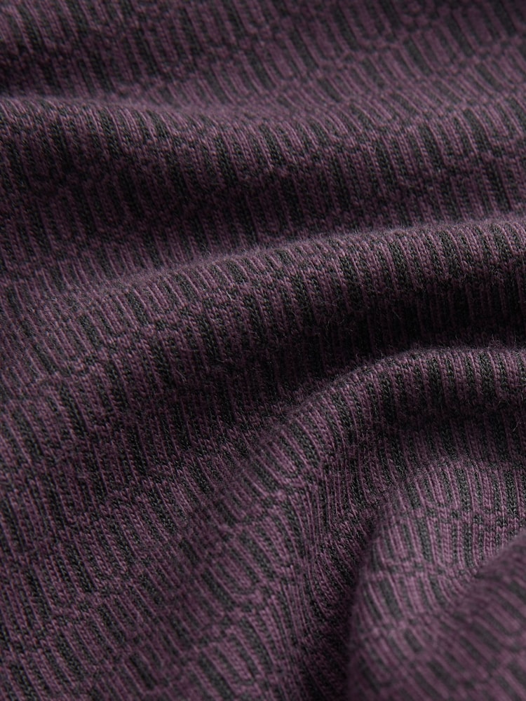 Plum Purple Jacquard Short Sleeve Polo Shirt (3-16yrs) - Image 4 of 4