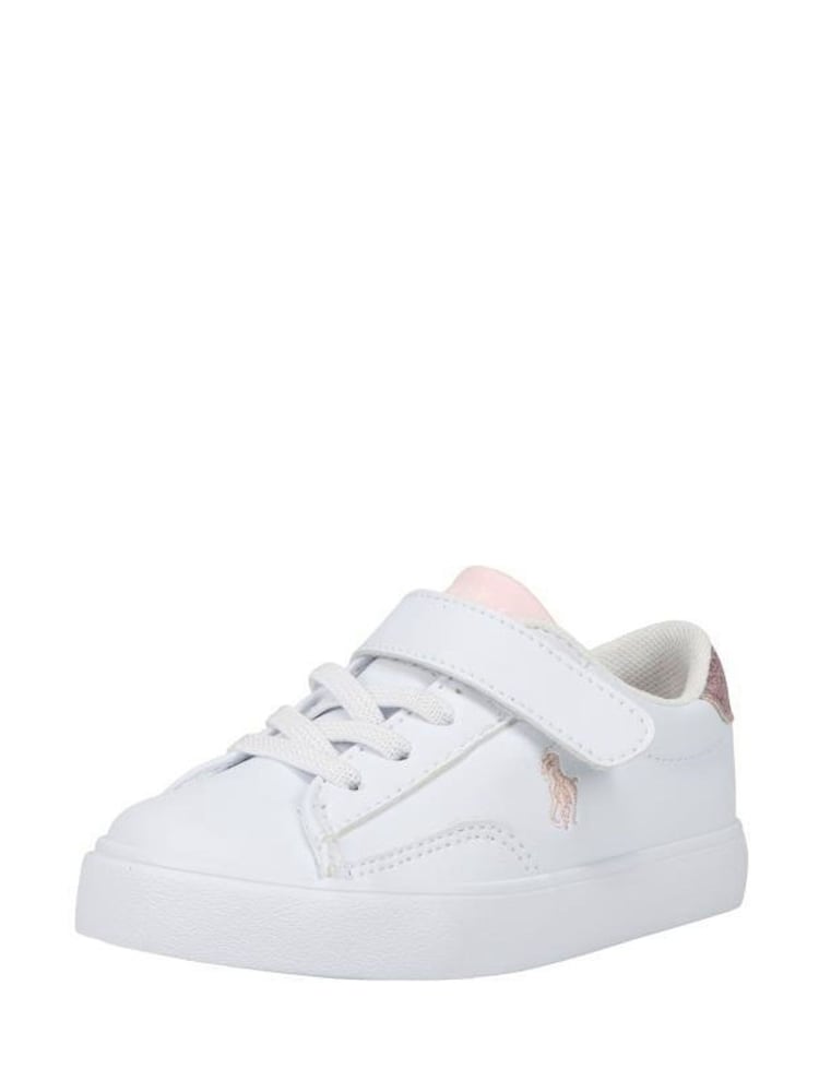 Polo Ralph Lauren White/Pink Girls Theron V PS Velcro Glitter Trainers - Image 2 of 2