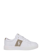 Polo Ralph Lauren White/Gold Girls Frazier Glitter Trainers - Image 1 of 2