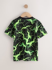 Black/Green Lightning Regular Fit Short Sleeve All-Over Print T-Shirt (3-16yrs) - Image 2 of 4