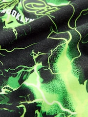 Black/Green Lightning Regular Fit Short Sleeve All-Over Print T-Shirt (3-16yrs) - Image 3 of 4