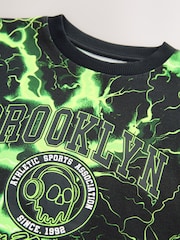 Black/Green Lightning Regular Fit Short Sleeve All-Over Print T-Shirt (3-16yrs) - Image 4 of 4