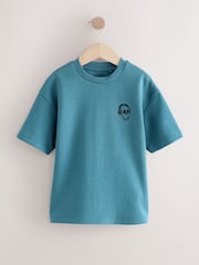 Teal Blue Skull Graphic Print Heavyweight Short Sleeve T-Shirt (3-16yrs) - Image 1 of 4