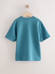Teal Blue Skull Graphic Print Heavyweight Short Sleeve T-Shirt (3-16yrs) - Image 2 of 4