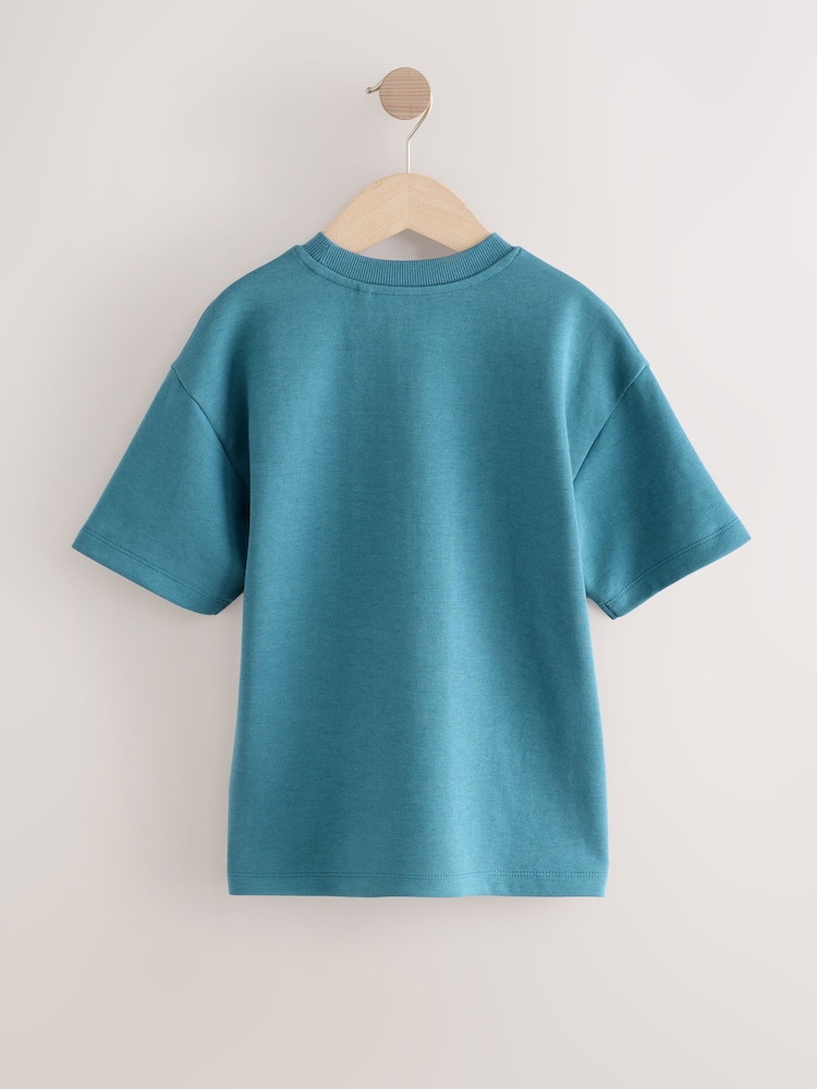 Teal Blue Skull Graphic Print Heavyweight Short Sleeve T-Shirt (3-16yrs) - Image 2 of 4