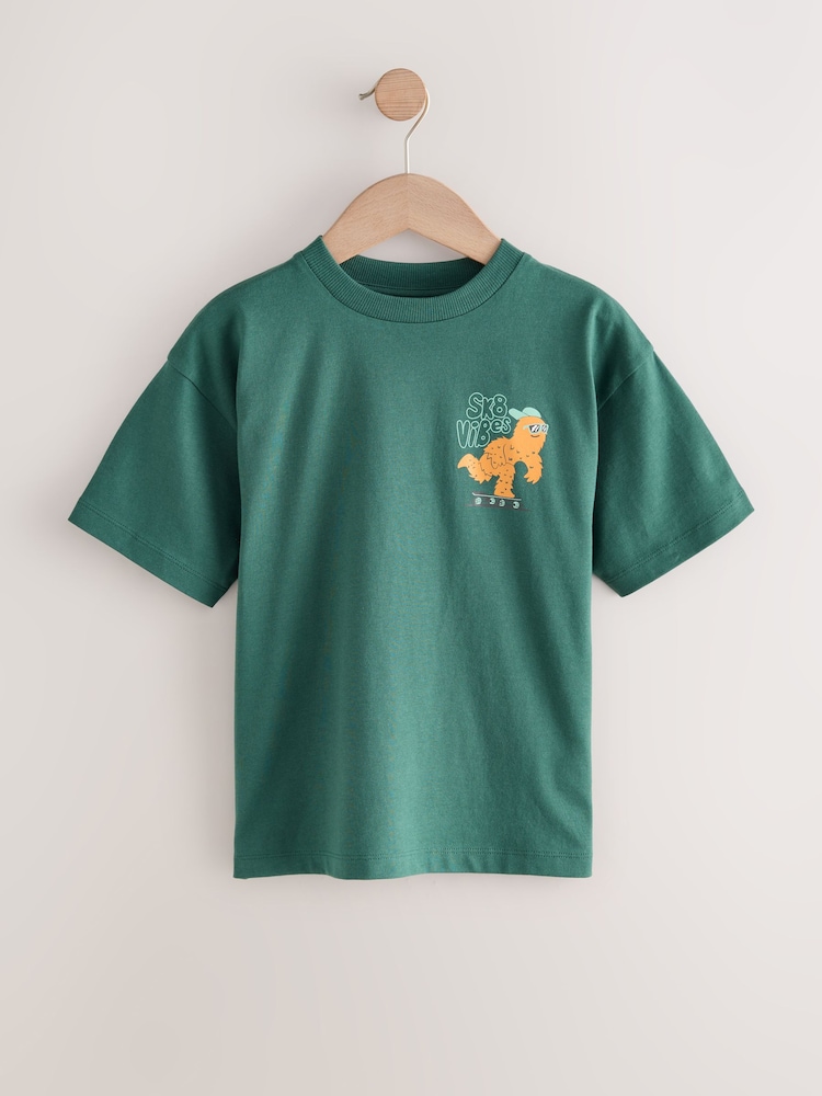 Green Skate Monster Relaxed Fit Short Sleeve Graphic Print T-Shirt (3-16yrs) - Image 1 of 4