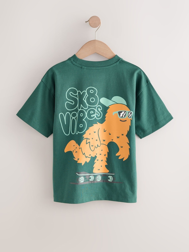 Green Skate Monster Relaxed Fit Short Sleeve Graphic Print T-Shirt (3-16yrs) - Image 2 of 4