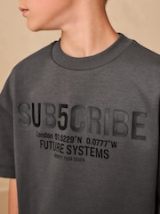 Charcoal Grey Subscribe Graphic Print Heavyweight Short Sleeve T-Shirt (3-16yrs) - Image 4 of 8
