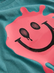 Teal Splat Relaxed Fit Short Sleeve Graphic Print T-Shirt (3-16yrs) - Image 3 of 4