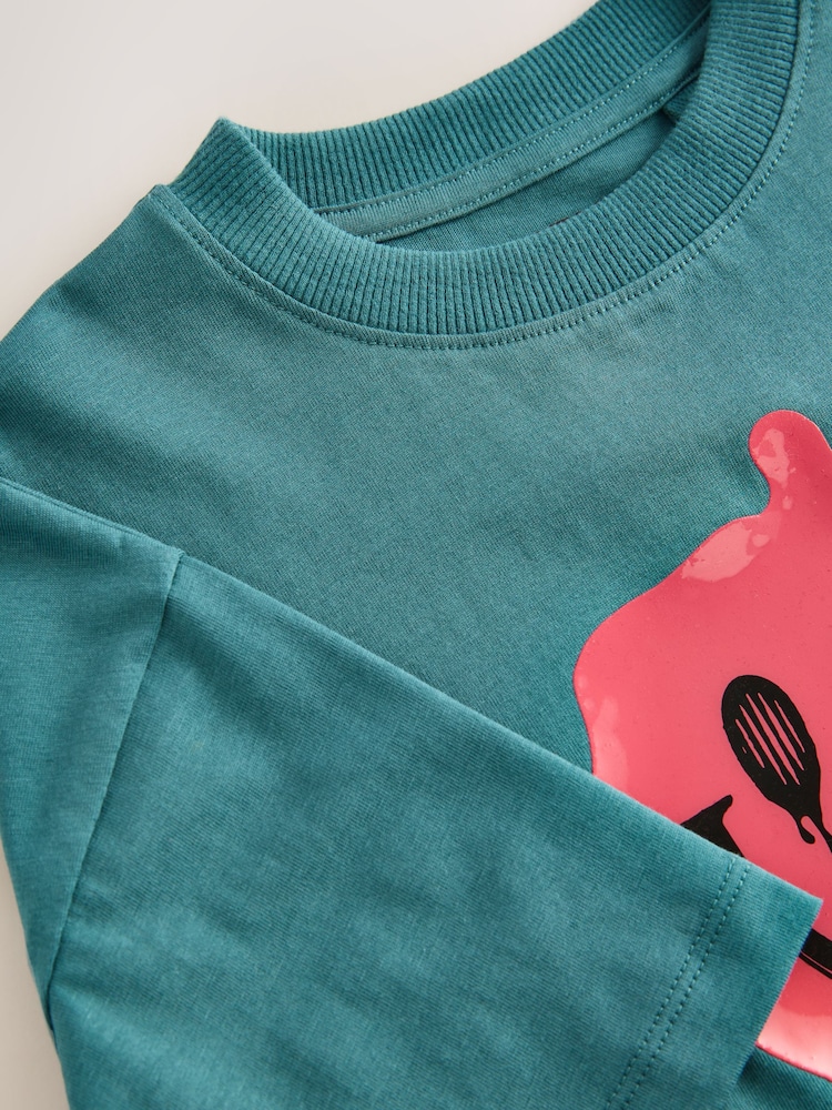 Teal Splat Relaxed Fit Short Sleeve Graphic Print T-Shirt (3-16yrs) - Image 4 of 4