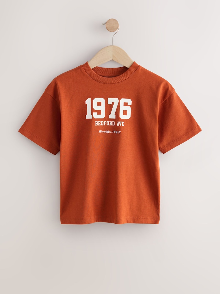Rust Varsity Relaxed Fit Short Sleeve Graphic Print T-Shirt (3-16yrs) - Image 1 of 4