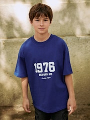 Cobalt Blue Varsity Relaxed Fit Short Sleeve Graphic Print T-Shirt (3-16yrs) - Image 1 of 6