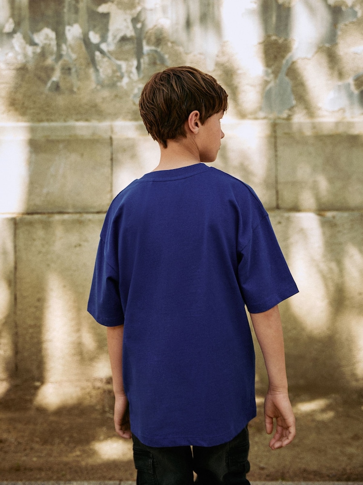 Cobalt Blue Varsity Relaxed Fit Short Sleeve Graphic Print T-Shirt (3-16yrs) - Image 2 of 6 Cobalt Blue Varsity Relaxed Fit Short Sleeve Graphic Print T-Shirt (3-16yrs) - Image 2 of 6
