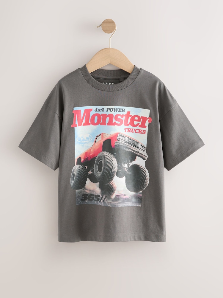 Charcoal Grey Truck - Camiseta de corte estándar y manga corta con diseño gráfico (3-16 años) - Imagen 1 de 5
