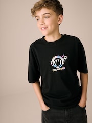 Black Smile Headphones Relaxed Fit Short Sleeve Graphic Print T-Shirt (3-16yrs) - Image 1 of 8