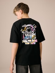 Black Smile Headphones Relaxed Fit Short Sleeve Graphic Print T-Shirt (3-16yrs) - Image 2 of 8
