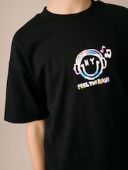 Black Smile Headphones Relaxed Fit Short Sleeve Graphic Print T-Shirt (3-16yrs) - Image 4 of 8