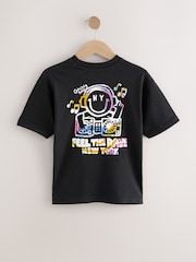 Black Smile Headphones Relaxed Fit Short Sleeve Graphic Print T-Shirt (3-16yrs) - Image 6 of 8