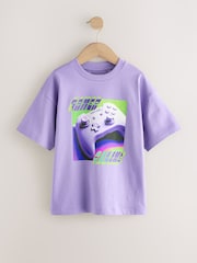 Purple Controller Relaxed Fit Short Sleeve Graphic Print T-Shirt (3-16yrs) - Image 1 of 4
