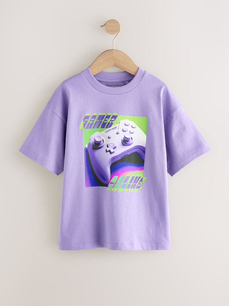 Purple Controller Relaxed Fit Short Sleeve Graphic Print T-Shirt (3-16yrs) - Image 1 of 4
