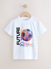 White Football Striker Regular Fit Short Sleeve Graphic T-Shirt (3-16yrs) - Image 1 of 4
