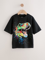 Black/Multi Dino Relaxed Fit Short Sleeve Graphic Print T-Shirt (3-16yrs) - Image 1 of 2