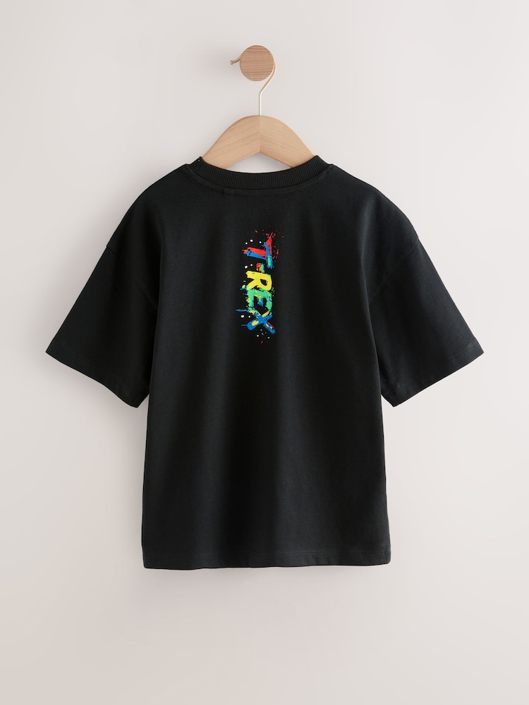Black/Multi Dino Relaxed Fit Short Sleeve Graphic Print T-Shirt (3-16yrs) - Image 2 of 2
