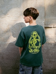 Green Skeleton Back Print Relaxed Fit Short Sleeve Graphic Print T-Shirt (3-16yrs) - Image 2 of 2