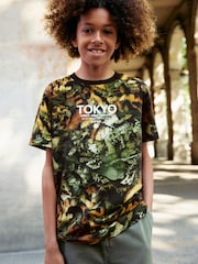 Camo Tokyo Regular Fit Short Sleeve All-Over Print T-Shirt (3-16yrs) - Image 1 of 7