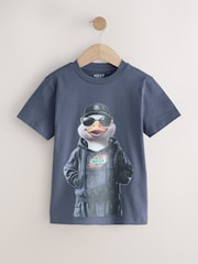 Charcoal Grey Duck Regular Fit Short Sleeve Graphic T-Shirt (3-16yrs) - Image 1 of 4