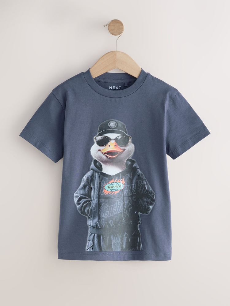 Charcoal Grey Duck Regular Fit Short Sleeve Graphic T-Shirt (3-16yrs) - Image 1 of 4