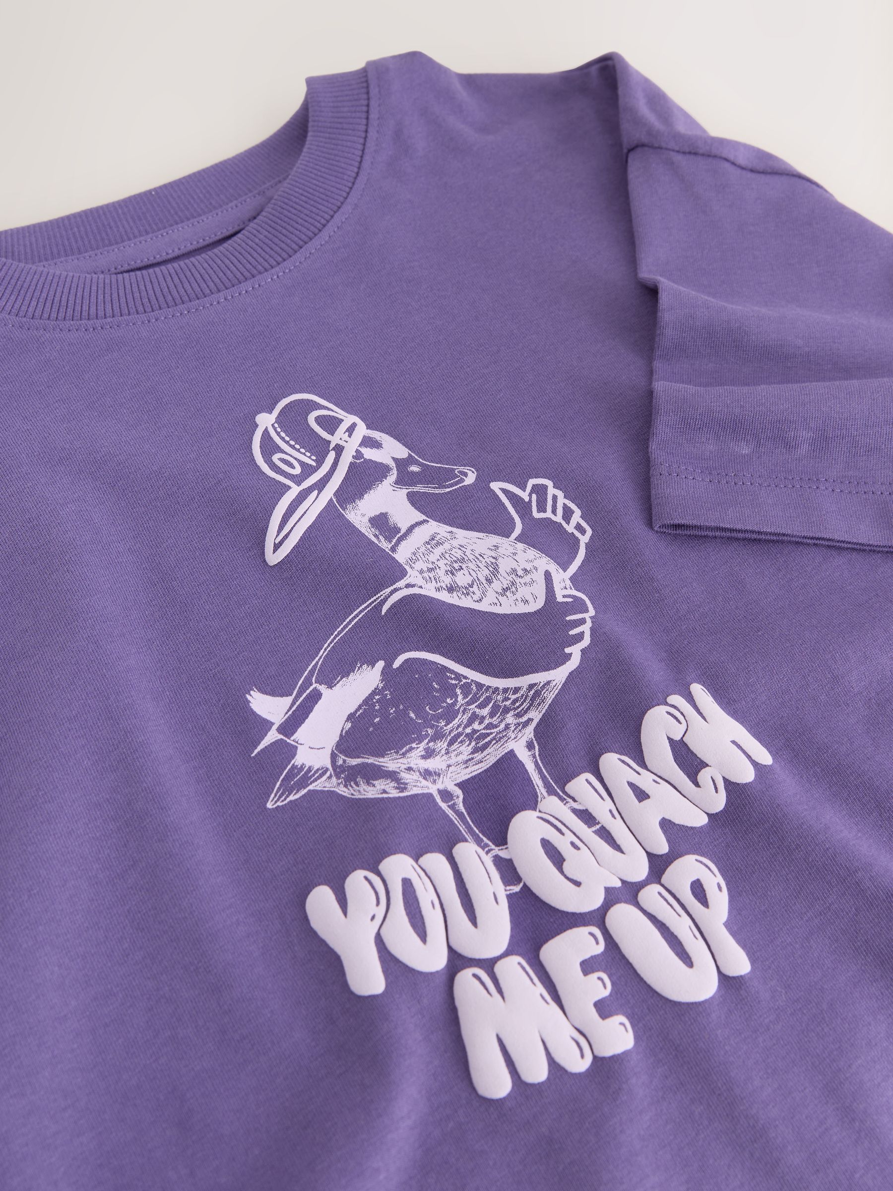 Buy Purple Duck Regular Fit Short Sleeve Graphic Print T-Shirt (3