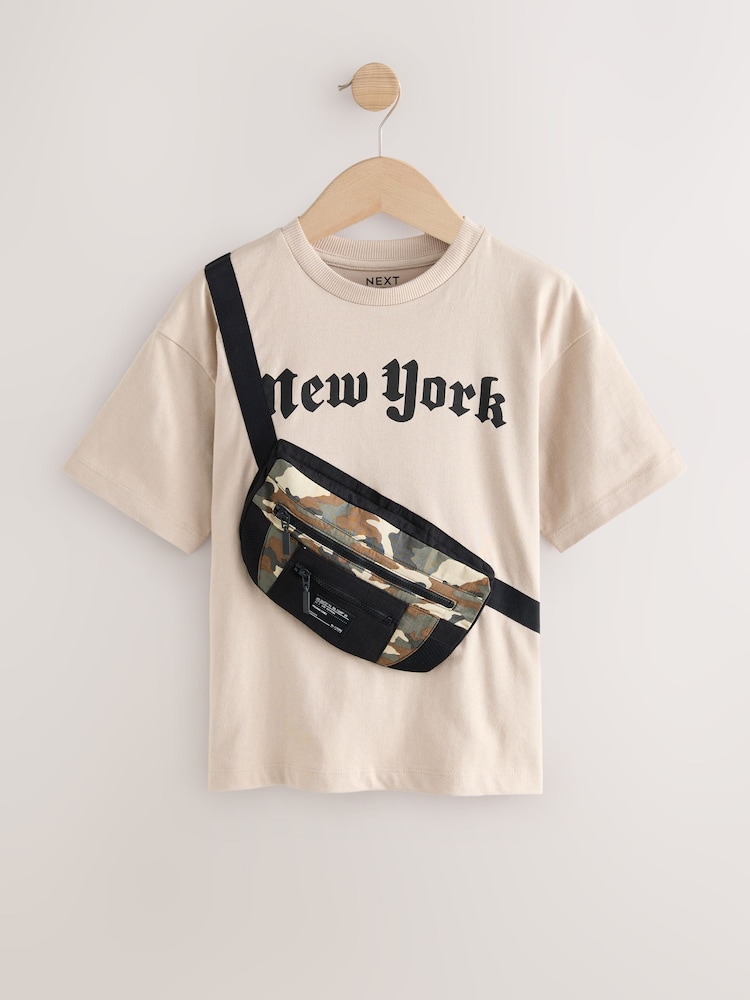 Stone/Camo Bag Pocket Short Sleeve T-Shirt (3-16yrs) - Image 1 of 4