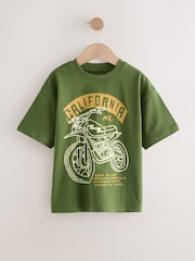 Green Motorbike Relaxed Fit Short Sleeve Graphic Print T-Shirt (3-16yrs) - Image 1 of 4